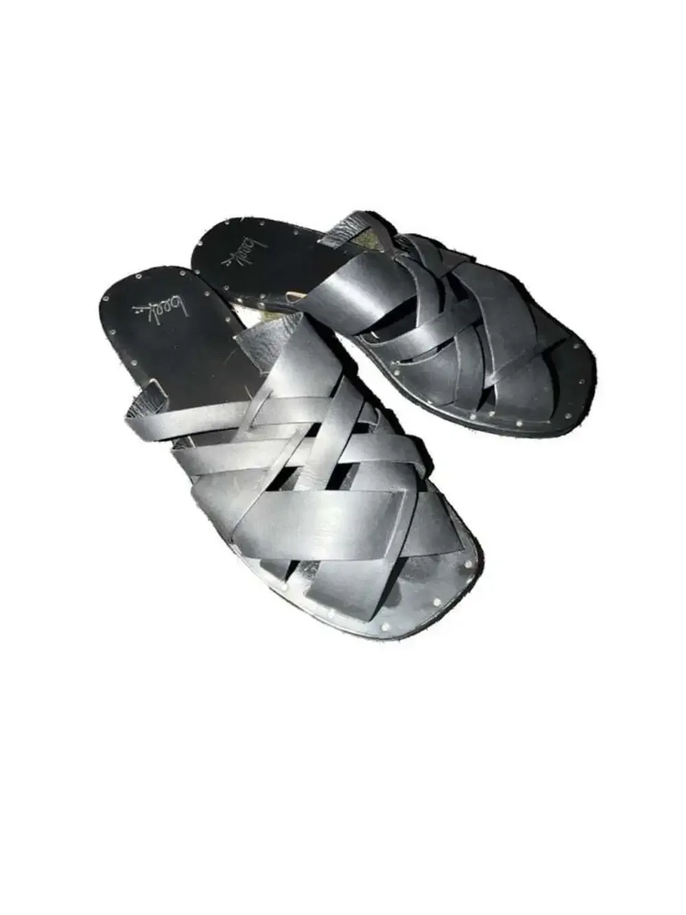 Beek Bittern Leather Slide Sandals in Black